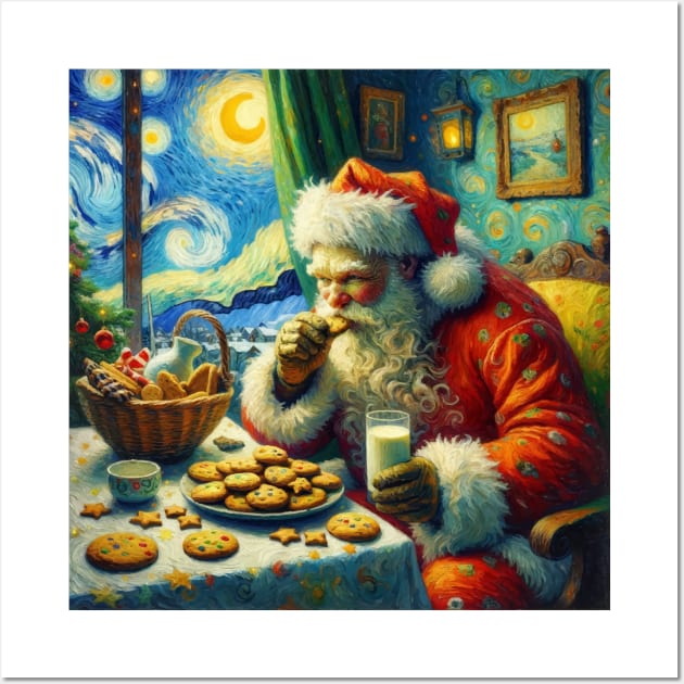 Midnight Feast: Santa's Cookie Time - Starry Night Inspired Art Prints Wall Art by Edd Paint Something
